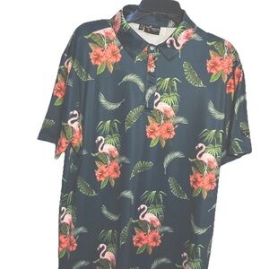 Yatta  Performance Golf polo shirt M Medium Flamingo and Floral